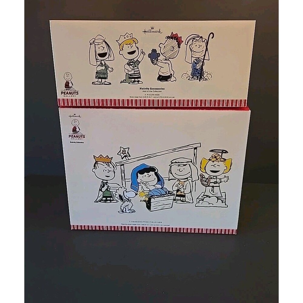 Snoopy Peanuts Gallery Christmas Nativity Set 11 Pc Figures Original Boxes Open